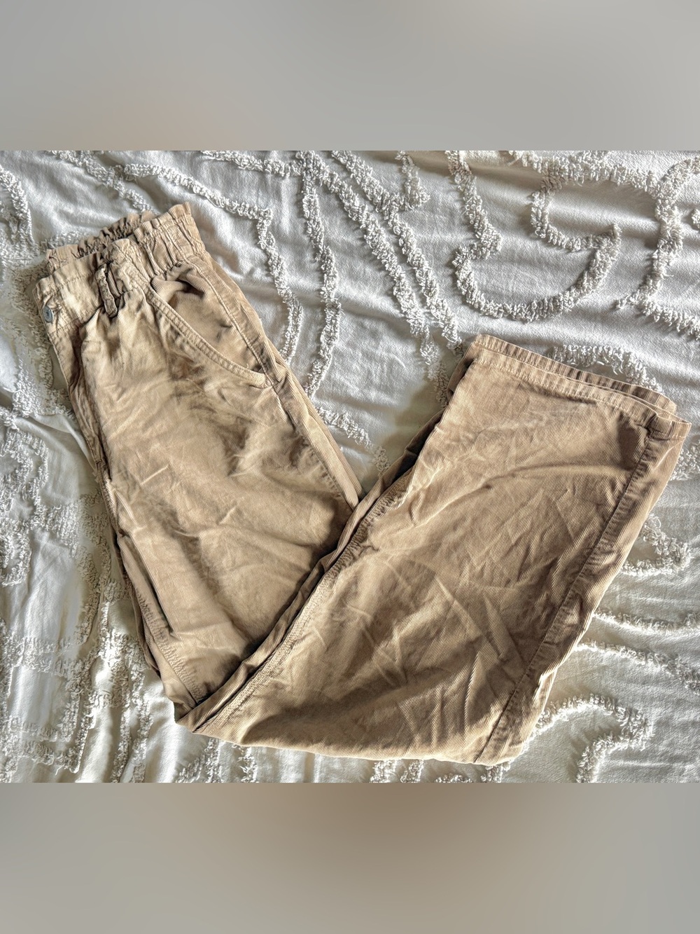 American Eagle Outfitters Khaki Corduroy Pants With Paperbag Waist